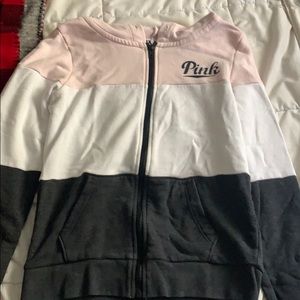 Pink zip up (pink, white, dark grey)